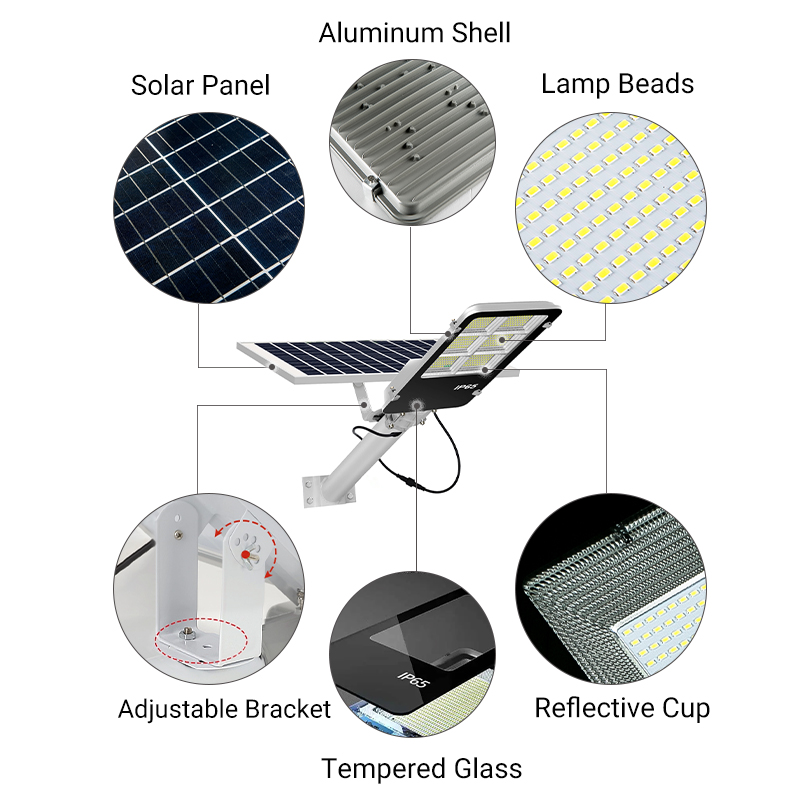 أضواء الشوارع بالطاقة الشمسية المنفصلة الصناعية المقاومة للماء في الهواء الطلق 